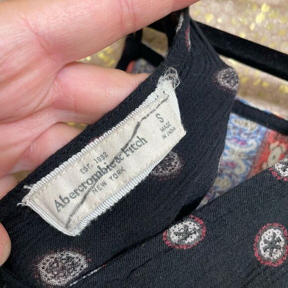 Abercrombie & Fitch Navy Blue Boho Strappy Handkerchief Hem Blouse, Small - Picture 5 of 6